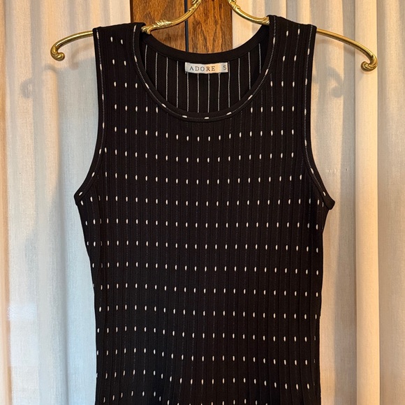 Adore Black & White Knit Fit & Flare Sleeveless Dress - Picture 2 of 11
